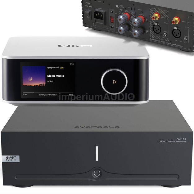 EverSolo AMP-F2 2x 145W + WiiM Ultra Odtwarzacz sieciowy DAC Tidal Spotify HDMI ARC