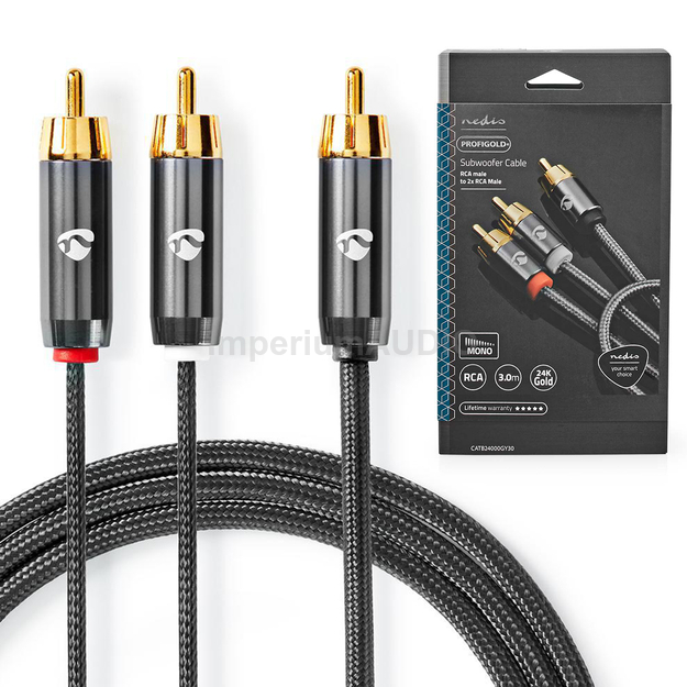 Nedis Profigold Kabel do subwoofera TYP Y 2x RCA-1x RCA 3m