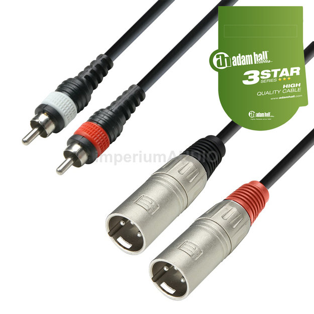 ADAM HALL K3TMC KABEL SYGNAŁOWY 2x XLR - 2x RCA 3m