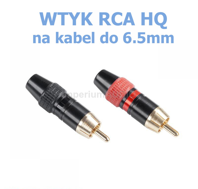 WTYK RCA CINCH czarny na kabel do 6,5mm