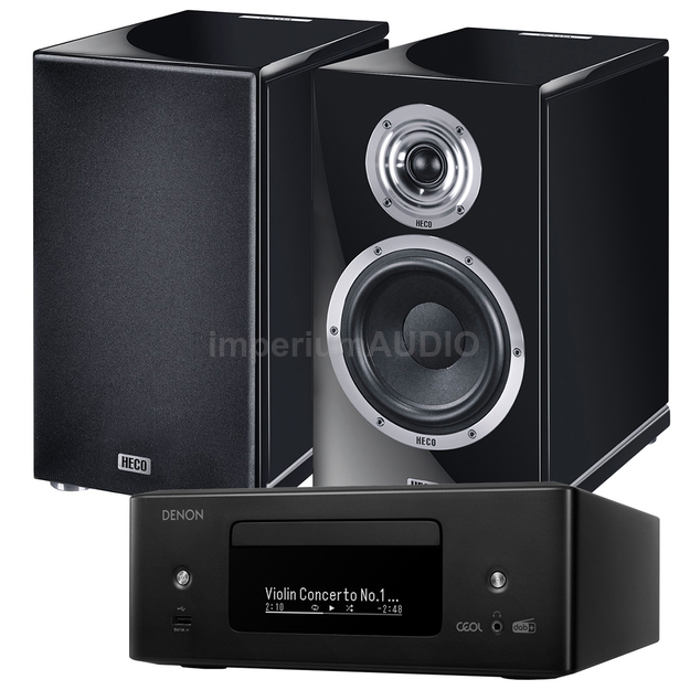HECO In Vita 3 + Denon RCD-N12 DAB Sieciowy Amplituner Stereo z CD Wi-Fi HEOS HDMI DAB/FM AirPlay 2