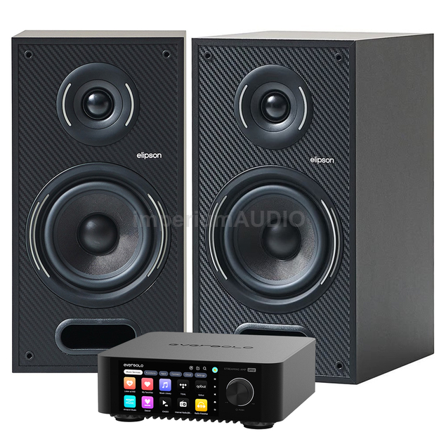 Elipson Horus 6B Kolumny podstawkowe + EverSolo PLAY Wzmacniacz ALL-IN-ONE