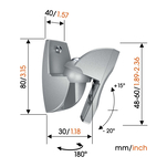 Vogels VLB500 Uchwyt kolumnowy ścienny Silver PARA - 7