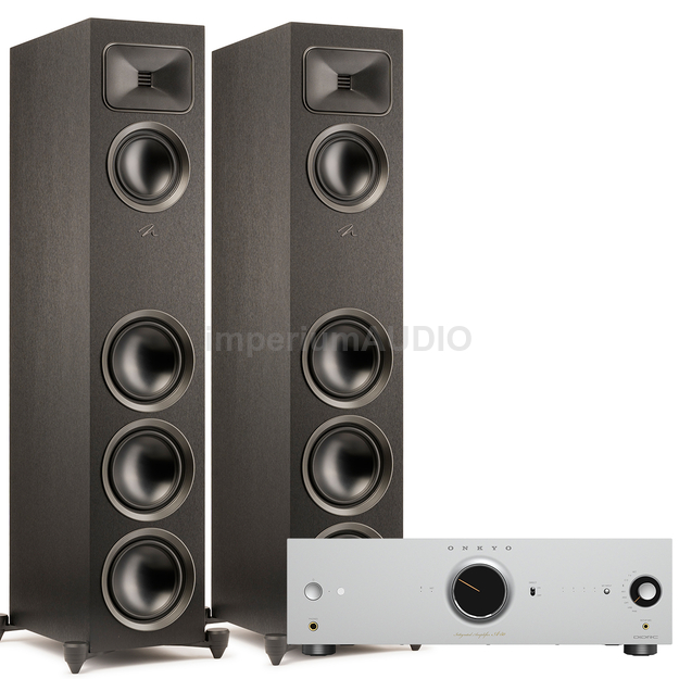 MARTIN LOGAN FOUNDATION F2 Kolumna podłogowa + Onkyo Icon A-50 Silver wzmacniacz stereo