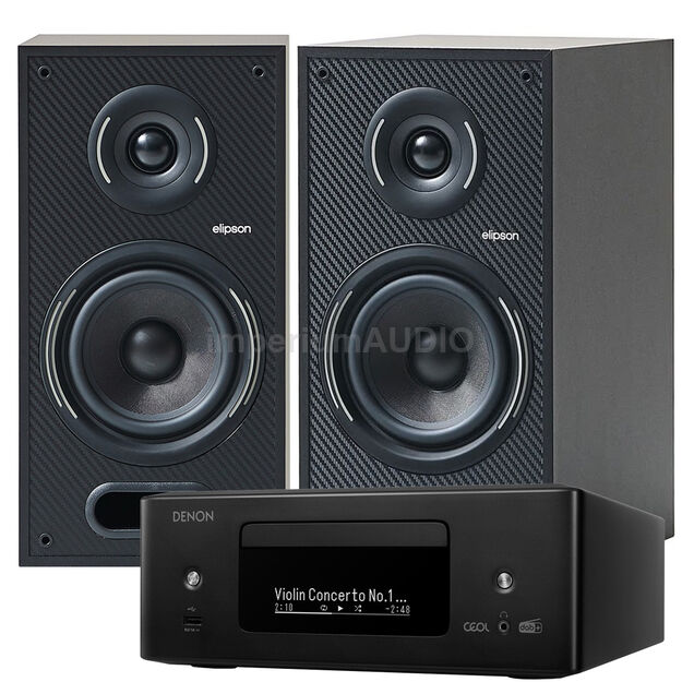 Elipson Horus 6B Kolumny podstawkowe + Denon RCD-N12 DAB Sieciowy Amplituner Stereo