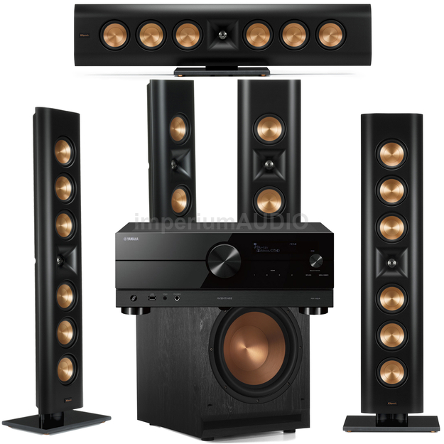 KLIPSCH RP-640D + RP-240D + SPL-120 Zestaw kolumn 5.1 On-Wall + YAMAHA RX-A2A Amplituner 7.2