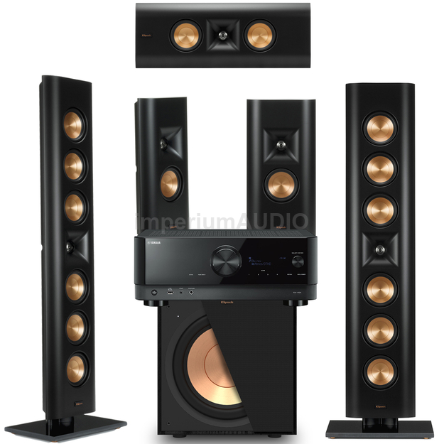 KLIPSCH RP-640D + RP-240D + RP-140D + R-121SW Zestaw kolumn On-Wall 5.1 + YAMAHA RX-V6A Amplituner 7.2