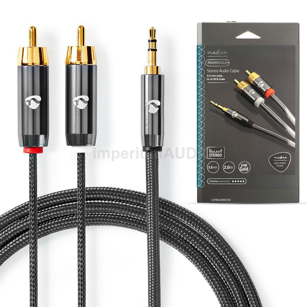 Nedis Profigold Kabel Audio Stereo 2x RCA - 1x JACK 3,5mm 2m