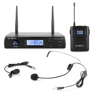 VONYX WM61B MIKROFON BEZPRZEWODOWY NAGŁOWNY I NA KLIP UHF