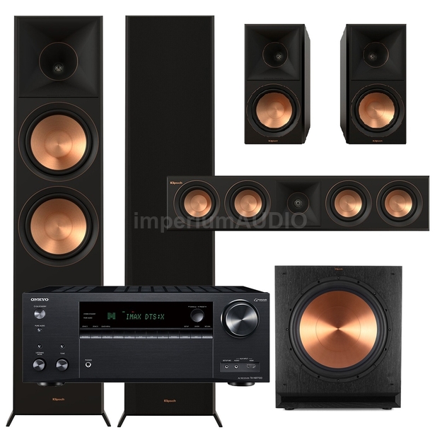 Klipsch Seria II RP-8000F + RP-500M + RP-404C + SPL-120 + ONKYO TX-RZ50 Sieciowy amplituner 9.2 DAB