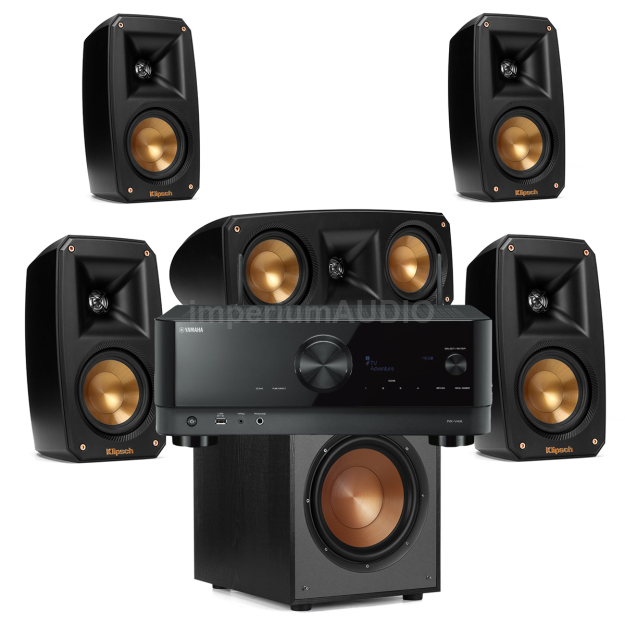 KLIPSCH Theater Pack + R-100SW + YAMAHA RX-V4A Zestaw kolumn 5.1