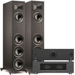 MARTIN LOGAN FOUNDATION F2 Gen2 Folded Motion S Black + Onkyo Icon M-80 + P-80 Końcówka mocy i przedwzmacniacz 2x150W