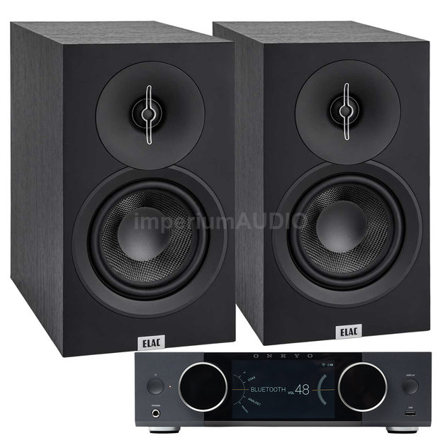 ELAC Debut 3.0 B6.3 Kolumny podstawkowe + ONKYO Muse Y-40 Wzmacniacz All-in-One Axign HDMI ARC
