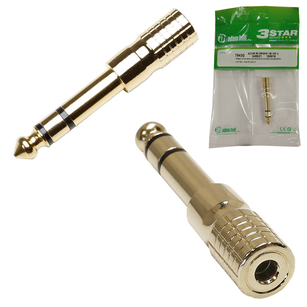 Adam Hall 7543 GOLD Adapter przejściówka wtyk Jack 6.3mm - gniazdo Jack 3.5mm